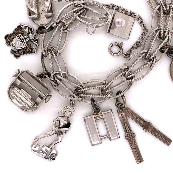 Vintage USC Sterling Silver Charm Bracelet - Picture 2 of 4